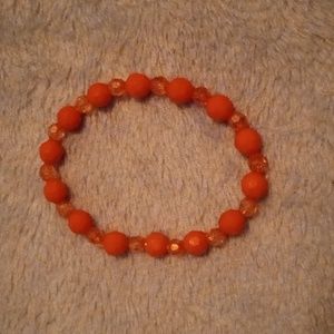 Handmade fun summertime minimalist orange iridescent & faceted beaded bracelet